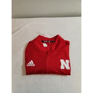 Adidas Nebraska Cornhuskers Huskers 1/4 Zip Sweater Unisex Large Red Pullover
